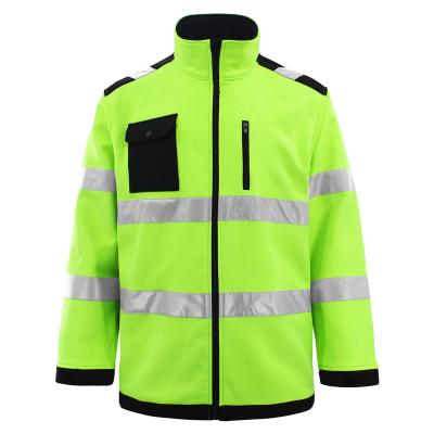 China Custom Logo Hivis Uniforms Workwear Softshell Coat Water Proof Men's Softshell Jacket Men's Safety Jackets Reflective for sale