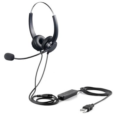 China Noise Canceling Professional Binaural Computer PC Call Center USB Fast Headset With Microphone for sale