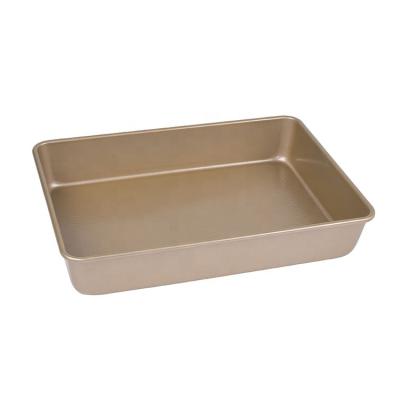 China 13.5 x 9.5 Inches Viable Deep Rectangular Cake Tin Baking Pan For Wedding From Diamond Textured Bottom Gold Nonstick 0.8 Millimeter Carbon Steel for sale