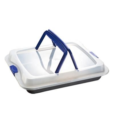 China Lining Mold Tray Cake Carrier Roast Pan Bakeware Oven Dish With Lid Probake Baking Carbon Steel Plastic Stick Cover Custom Viable Non Viable for sale