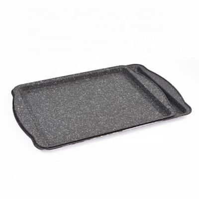 China New Design Marble Viable Collection Rectangle Form Carbon Steel Bakeware Non-Stick Coating Cooking Tool And Pan Cake Pan Set Of 3 for sale