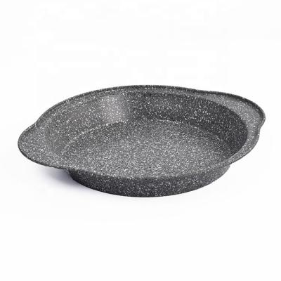 China New Design 28cm Sustainable Marble Round Shape Carbon Steel Nonstick Coating Deep Baking Cake Pan Pizza Trays for sale