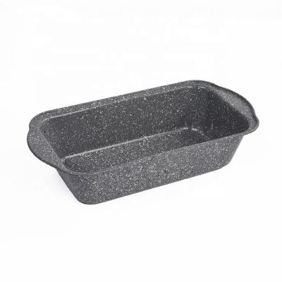 China Workable 6 Inch Width Round Rectangle Form Marble Nonstick Coated Carbon Steel Deep Toast Bread Baking Bread Pan With 2 Handles for sale