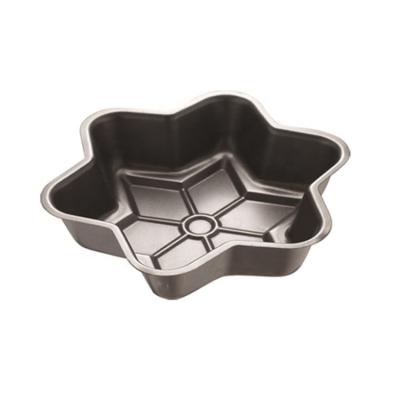 China 11.5 Inch Sustainable Christmas Hexagonal Snowflake Shape Dishes Carbon Steel Non-Stick Bakeware Baking Tray for sale