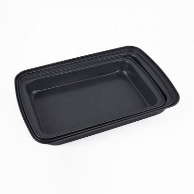 China Sustainable 3 Pieces Rectangle Shape Nonstick Coating Carbon Steel Roasting Tin Baking Oven Tray Set for sale