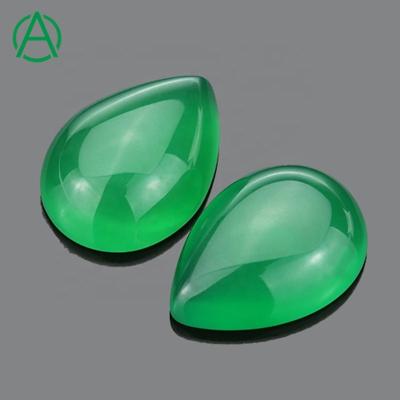 China None ArthurGem Natural Grade Aa Green Agate Pear Shape Cabochon, Gemstone Cabochons For Jewelry Making for sale