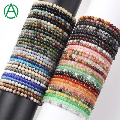 China CLASSIC ArthurGem 4mm Natural Semi-precious Stone Beads Elastic Gemstone Beaded Bracelet for Women and Men for sale