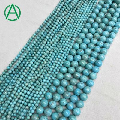 China None Loose Beads 4mm 6mm 8mm 10mm Natural Round 12mm ArthurGem Turquoise Stone Beads For Jewelry Making for sale