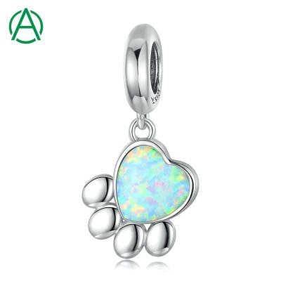 China Hot Selling Cute ArthurGem Jewelry 925 Sterling Silver Opal Dog Paw Pendant For Teenager Jewelry Jewelry for sale