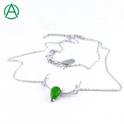 China TRENDY ArthurGem 925 Sterling Silver Gemstone Jade Deer Antler Necklace for Women for sale