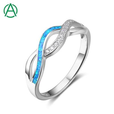 China 2022 Latest ArthurGem 2022 TRENDY Jewelry s925 Jewelry Opal Silver Cross Blue Opal Ring For Women Girls Gifts for sale