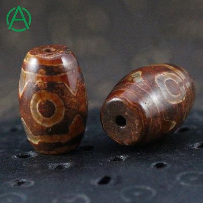 China Arthurgem UNDETERMINED Loose Gemstone Dzi Tibetan Agate Bead Barrel Beads Vintage Natural Jewelry Making Diy Jewelry Accessories GTC for sale