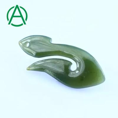 China No ArthurGem Nep0032 Canadian Nephrite Jade Fish Hook Carving Necklace Pendant for sale