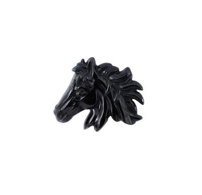 China No Factory Direct Sale Natural Gemstone Black Agate Carved Horse Hook Carved Horse Shape for sale