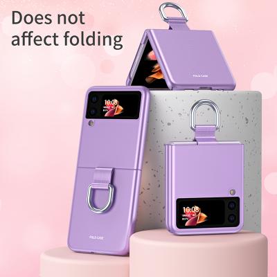 China Anti-Fall Galaxy Z Flip 3 Case PC Finger Ring Folding Mobile Phone Case For Samsung Galaxy Z Flip 3 for sale