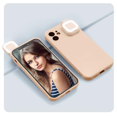 China Anti-fall Ring Light Phone Case for iphone 13, LED Flashlight Selfie Light Up Phone Case for iPhone 11 12 pro for sale