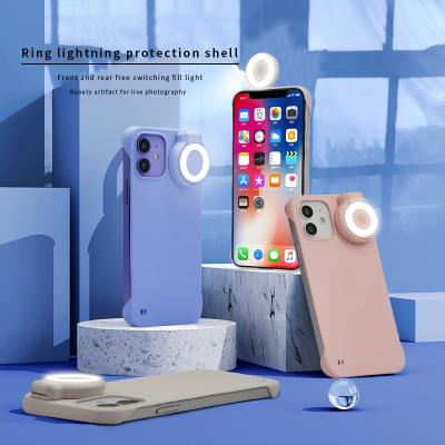 China 2021 Popular Anti-drop Fashion Ring Light Case Long Lasting Selfie Light Phone Case For iphone 12 Phone Customized Case With Ring Light for sale