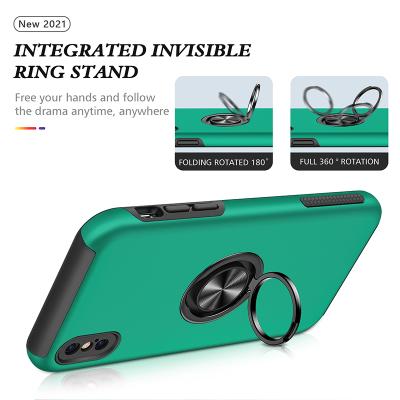 China Invisible Anti-drop Ring Holder Phone Case for iphone 11 cell phone 12 2 in 1 case for iphone xs for sale