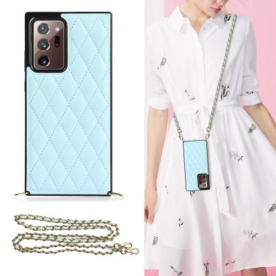 China Fashion Anti-drop Necklace Phone Case With Lanyard For Samsung s20 s21 Strap Rope Chain Leather Cover For Samsung Note 20 Ultra for sale