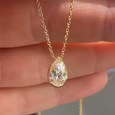 China CAOSHI Romantic Simple 18k Gold Plated Teardrop Cut Zircon Pendant Necklace For Women Jewelry for sale