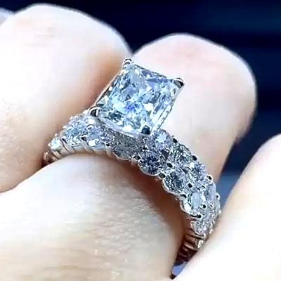 China CAOSHI Fashion Jewelry Fashion Double Row Full Diamond Zircon Ring Female Personality Hot Selling Wedding Engagement Ring Women for sale