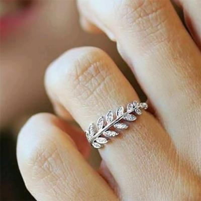 China New 2021 Beautiful TRENDY Women's Ring Jewelry Ring Creative Finger Rings Fashion Open Silver Color Leaf From CAOSHI for sale