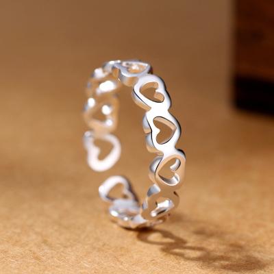 China Adjustable Women Ring Jewelry Hollow Heart Rings of Ring Opening Cute Design Fashion in Romantic Silver Color from CAOSHI for sale