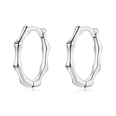 China 2021 Fashion CAOSHI 925 TRENDY Circle Earring Simple Hoop Earrings Silver Plated Bamboo Earrings Women for sale