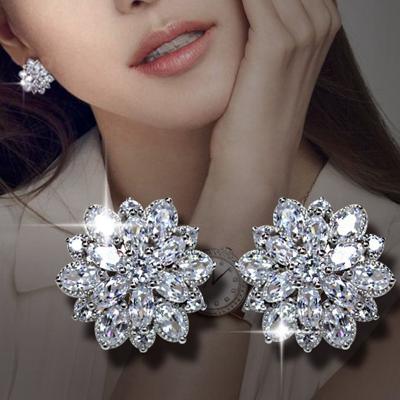 China CAOSHI Romantic Luxury Flower Party Gifts Multi Colors Zirconia Sun Flower Stud Earrings For Women Ear Stud for sale