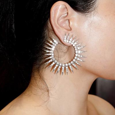 China Vintage CAOSHI Alloy Sun Color Metal Shape Circle Punk Silver Earrings Punk Statement Earring For Women Jewelry for sale