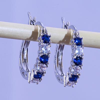 China FASHIONABLE European and American Colorful Zircon Earrings for Women Fashion Ladies Circle Earring for sale