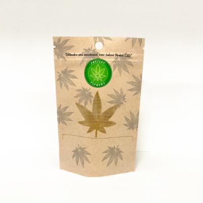 China Moisture Proof Marijuana Packaging Bags Kraft Paper Pouches With Window And Ziplock for sale