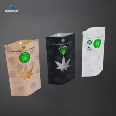 China Custom Printed Mylar Weed kraft Paper Packaging with Child Resistant Zipper for sale