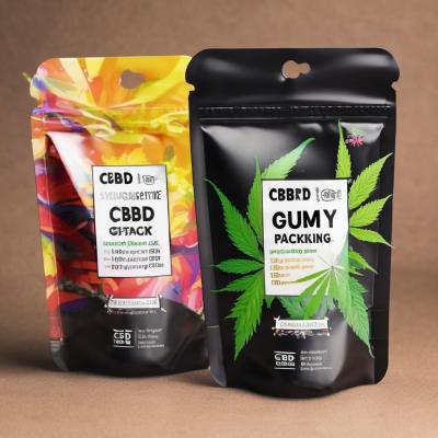 China Custom Plastic Weed Bag Marijuanna Packaging Stand Up Pouch For CBD THC Food Gummy Candy for sale