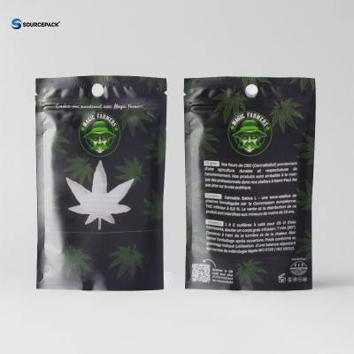 China Eco Friendly Kraft Paper Weed Bags Zipper Stand Up Pouch For CBD Flower Display for sale