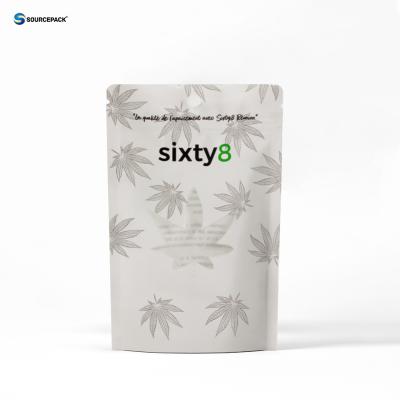 China Biodegradable Herb Packaging Bags Kraft Paper Zipper Pouches For CBD Flower for sale