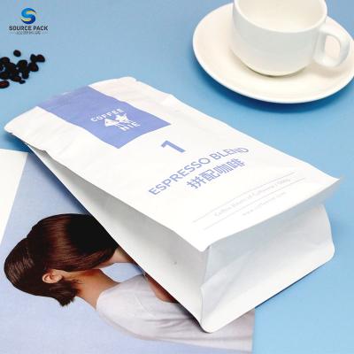 China Kraft Paper Coffee Package Bag Flat Bottom Moisture Proof Zipper for sale