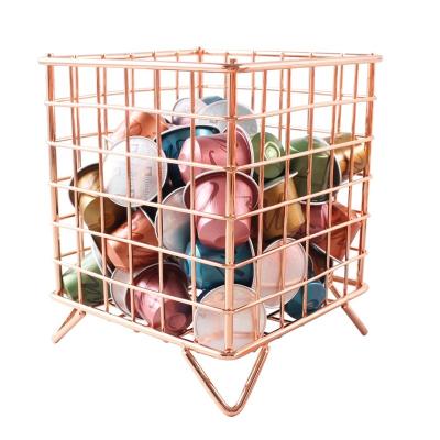 China Sustainable Coffee Pod Rack And Coffee Cup Storage Basket for sale