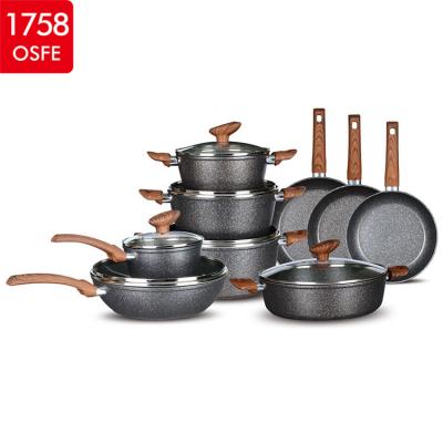 China Viable Hot Selling Wholesale Forged Black Aluminum Kitchen Stick Pot Cookware Set Non for sale