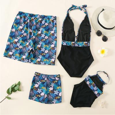 China 2021 Breathable New Family Little Girl Boy Swimwear Printed Swimsuit Parent-child Swimming Suit Children's Swimwear for sale