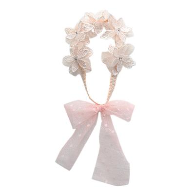 China Fashion Babies Lace Up Flower Headband Baby Hair Accessories Children Photography Props Newborn Headwear for sale