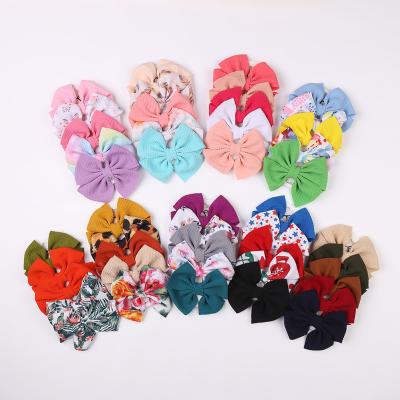 China Fashional 5pcs/set Cute Lovely Babies Hair Bow Clips Headband Waffle Bow Baby Hair Accessories Headwrap for sale