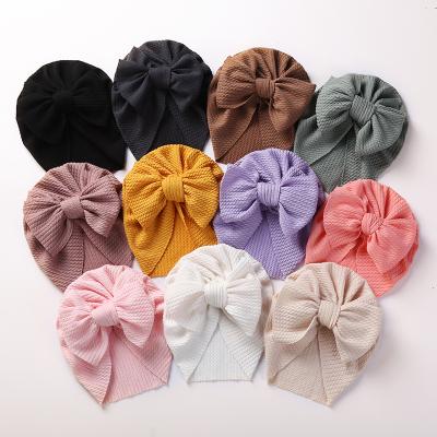 China Baby Friendly Material Bow Knot Newborn Turban Ribbed Hat For Infant Indian Beanies Toddler Boys 0-3Y Winter Cotton Hat Warm Hats for sale