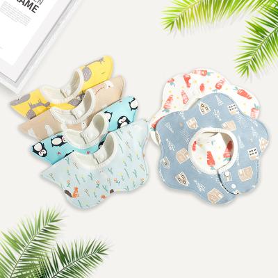 China New Waterproof 360 Degree Baby Saliva Towel Cotton Baby Petal Baby Bibs Antibacterial for sale