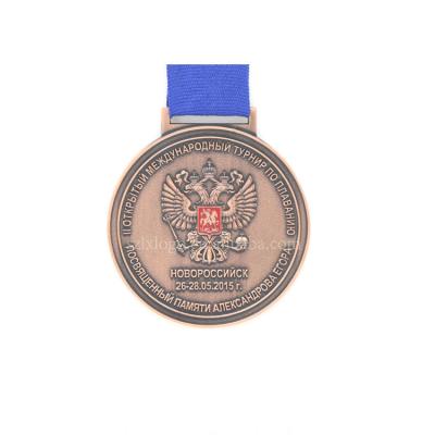 China Promotional Engraved Soft Metal Enamel Tennis Sports Medal Trophies Round Metal Europe Athletics Custom Antique Copper Award Medal for sale