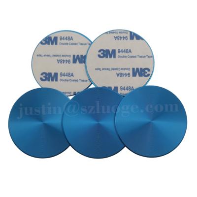 China Waterproof Custom Anodized Metal Round CD Lines Blank Aluminum Blue Lines Logo Stickers Metal CD Badge With Strong Adhesive for sale