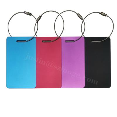 China Durable Custom Matte Anodized White Metal Luggage Tags With Leather Strap Aluminum Luggage Tag Metal With Leather Strap for sale