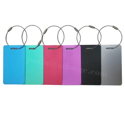 China Durable Custom Empty Metal Luggage Tag Sandblasting Aluminum Anodized Suitcase Tag for sale