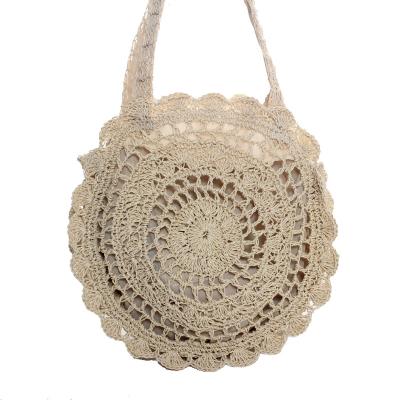 China New High Quality 2021 New Large Handwoven Straw Round Weave Casual Tote Summer Beach Purse Shoulder Bag For Women for sale