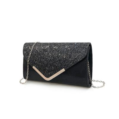 China High Quality Wholesalers New Style Snap Sequin PU Material Cross - Body Chain Evening Clutch Bag for sale